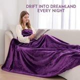 Alivio Small Faux Fur Mink Throw Luxury Super Soft Plain Bed Sofa Settee Throw Blanket - Aubergine