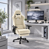 Alivio Velvet Gaming Chair, Adjustable Arms, Recline & High Back (Beige)