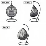 Alivio Rattan Big Basket Hanging Egg Chair with Cushions (Grey)