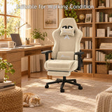 Alivio Velvet Gaming Chair, Adjustable Arms, Recline & High Back (Beige)