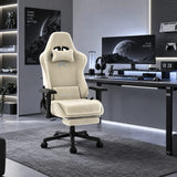Alivio Velvet Gaming Chair, Adjustable Arms, Recline & High Back (Beige)