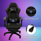 360 Degree Swivel Gaming Chair with Footrest Lumbar Support Back Support - Black