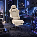Alivio Velvet Gaming Chair, Adjustable Arms, Recline & High Back (Beige)