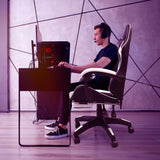 360 Degree Swivel Gaming Chair with Footrest Lumbar Support Back Support - White