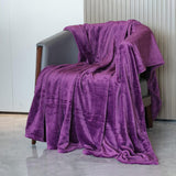 Alivio Large Faux Fur Mink Throw Luxury Super Soft Plain Bed Sofa Settee Throw Blanket - Aubergine