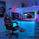 360 Degree Swivel Gaming Chair with Footrest Lumbar Support Back Support - Black
