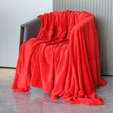 Alivio Faux Fur Mink Throw Luxury Super Soft Plain Bed Sofa Settee Throw Blanket - Small Red