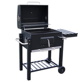 Smoker BBQ Barbecue Grill Roaster Charcoal, Portable BBQ with Lid Cover, Adjustable Grill and Built-in Temperature Gauge