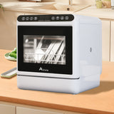 Alivio Portable Dishwasher with 6L Water Tank - Dual Water Supply High-Temp Sanitizing & Hot Air Dry (White)