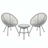 Alivio 2-Seater Acapulco Style Bistro Set with Glass Top Table, Garden Furniture Set (Grey)