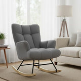 Alivio Comfortable Teddy Rocking Arm Chair with High Backrest (Grey)