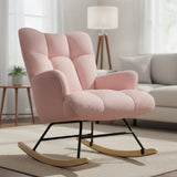 Alivio Comfortable Teddy Rocking Arm Chair with High Backrest (Pink)