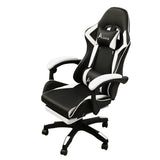 360 Degree Swivel Gaming Chair with Footrest Lumbar Support Back Support - White
