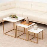 Alivio Space-Saving Nesting Coffee Table Set for Home & Office (3 Pc, White)