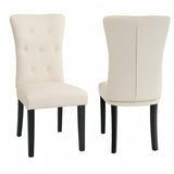 Alivio Set of 2 PU Leather Dining Chairs with Solid Rubberwood Legs, White