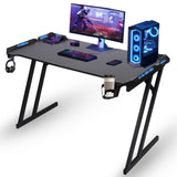 Alivio LED Computer Gaming Desk 120 x 60cm with Cup Holder and Headphone Hook