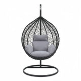 Alivio Rattan Big Basket Hanging Egg Chair with Cushions (Grey)