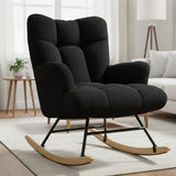 Alivio Comfortable Teddy Rocking Arm Chair with High Backrest (Black)