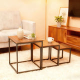 Alivio Space-Saving Nesting Coffee Table Set for Home & Office (3 Pc, Brown)