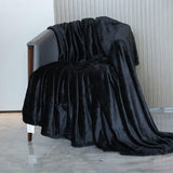 Alivio Medium Faux Fur Mink Throw Luxury Super Soft Plain Bed Sofa Settee Throw Blanket - Black