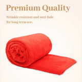 Alivio Faux Fur Mink Throw Luxury Super Soft Plain Bed Sofa Settee Throw Blanket - Small Red
