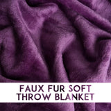 Alivio Large Faux Fur Mink Throw Luxury Super Soft Plain Bed Sofa Settee Throw Blanket - Aubergine