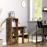 Alivio 6 Cube Wooden Display Rack with Fixed Shelves for Home Decor Storage (Brown)