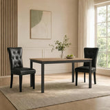 Alivio Set of 2 PU Leather Dining Chairs with Solid Rubberwood Legs, Black