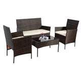 Alivio 4 Piece Rattan Sofa Set Patio Furniture with Coffee Table Weather Resistant UV Protected Cushions for Indoor Outdoor Use (Brown)