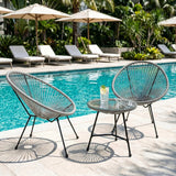 Alivio 2-Seater Acapulco Style Bistro Set with Glass Top Table, Garden Furniture Set (Grey)