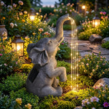 Alivio Solar Elephant Garden Statue with LED Lights, Outdoor Patio Yard Lawn & Porch Ornament Decor (Grey)