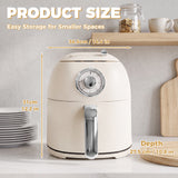 Alivio Cream Manual Air Fryer, 80–200°C Temperature Settings, 30-Minute Timer for Everyday Cooking