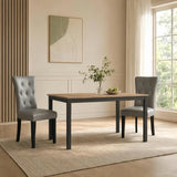 Alivio Set of 2 PU Leather Dining Chairs with Solid Rubberwood Legs, Grey