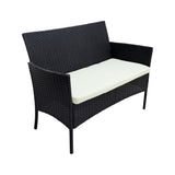 Alivio 4 Piece Rattan Sofa Set Patio Furniture with Coffee Table Weather Resistant UV Protected Cushions for Indoor Outdoor Use (Black)