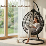 Alivio Rattan Big Basket Hanging Egg Chair with Cushions (Grey)