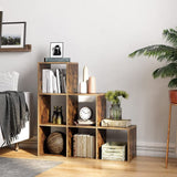 Alivio 6 Cube Wooden Display Rack with Fixed Shelves for Home Decor Storage (Brown)
