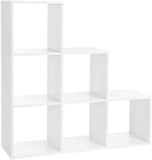 Alivio 6 Cube Wooden Display Rack with Fixed Shelves for Home Decor Storage (White)