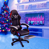 Alivio 360 Degree Swivel LED Gaming Chair with Footrest Lumbar Support Back Support (Grey)