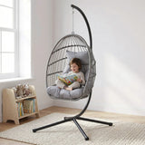 Alivio Folding Egg Chair with Steel Frame, Freestanding Hanging Chair - Premium Swing Chair with Cushion for Indoor Outdoor Patio Garden