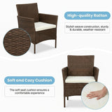 Alivio 3-Piece Outdoor Rattan Wicker Furniture Set with Cushions & Coffee Table (Brown)
