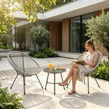 Alivio 2-Seater Acapulco Style Bistro Set with Glass Top Table, Garden Furniture Set (Grey)