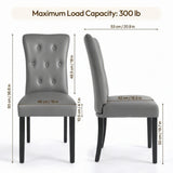 Alivio Set of 2 PU Leather Dining Chairs with Solid Rubberwood Legs, Grey
