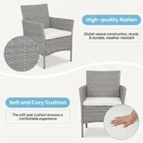 Alivio 3-Piece Outdoor Rattan Wicker Furniture Set with Cushions & Coffee Table (Grey)