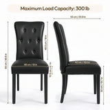 Alivio Set of 2 PU Leather Dining Chairs with Solid Rubberwood Legs, Black