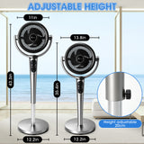 Alivio Silent DC Pedestal Circulator Fan with Remote Control, Adjustable Height, 8 Speeds, 360° Rotation & 12H Timer