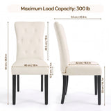 Alivio Set of 2 PU Leather Dining Chairs with Solid Rubberwood Legs, White