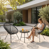 Alivio 2-Seater Acapulco Style Bistro Set with Glass Top Table, Garden Furniture Set (Black)