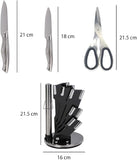 Alivio Set of 8 Pcs Kitchen Knife Set with Rotating Stand