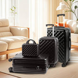 Alivio Lightweight 4-Piece ABS Hard-Shell Luggage Suitcase Set (Black)
