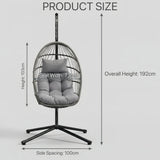 Alivio Folding Egg Chair with Steel Frame, Freestanding Hanging Chair - Premium Swing Chair with Cushion for Indoor Outdoor Patio Garden